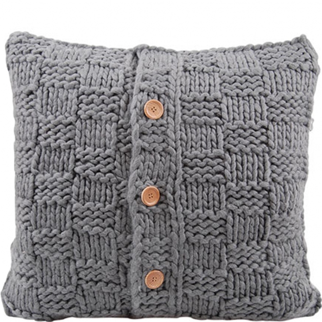 CUSHION COVER KNITTED BUTTON 50X50CM GREY in the group Sale / Textiles at Miljögården (674901)