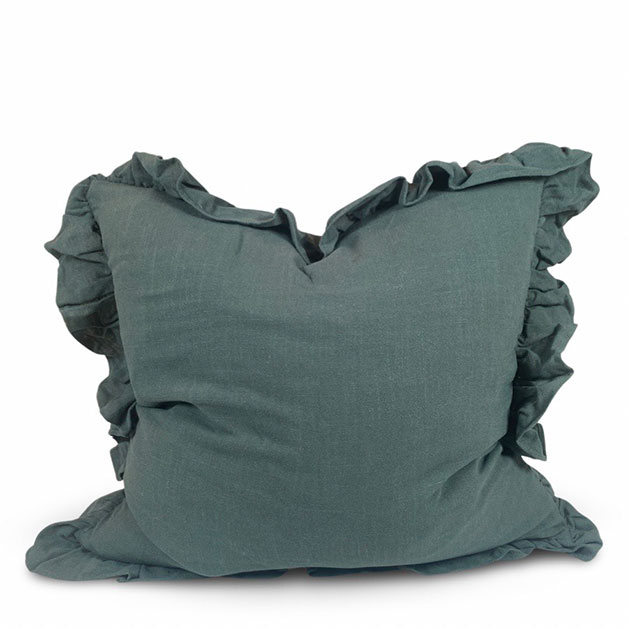 CUSHION COVER FLOUNCE PETROL in the group Textiles / Cushion Covers / Plain cushion covers at Miljögården (683382)
