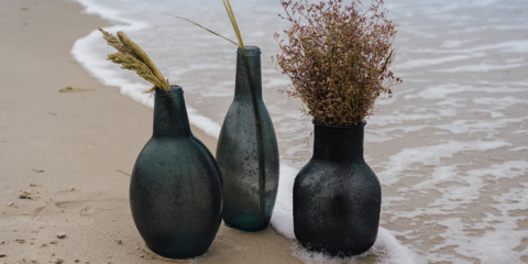 Vases in recycled glass