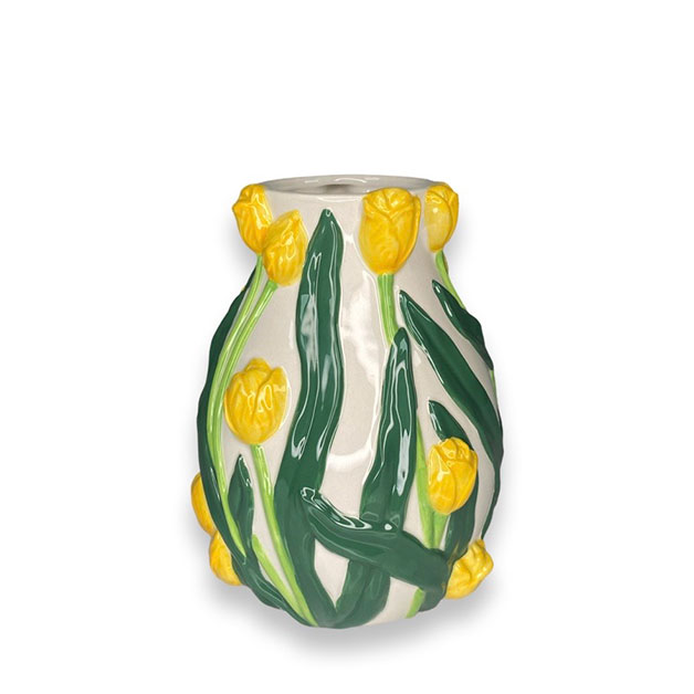 BOTANICA HANDPAINTED YELLOW TULIP WILD VASE i gruppen Krukor & Vaser / Vaser & Kannor hos Miljögården (022988-1)