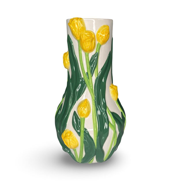 BOTANICA HANDPAINTED YELLOW TULIP WILD URN i gruppen Krukor & Vaser / Vaser & Kannor hos Miljögården (022988-2)