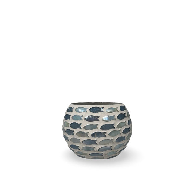 CANDLE HOLDER MOSAIK FISH GREY ROUND i gruppen Dekoration / SKÄRGÅRD hos Miljögården (149088-2)