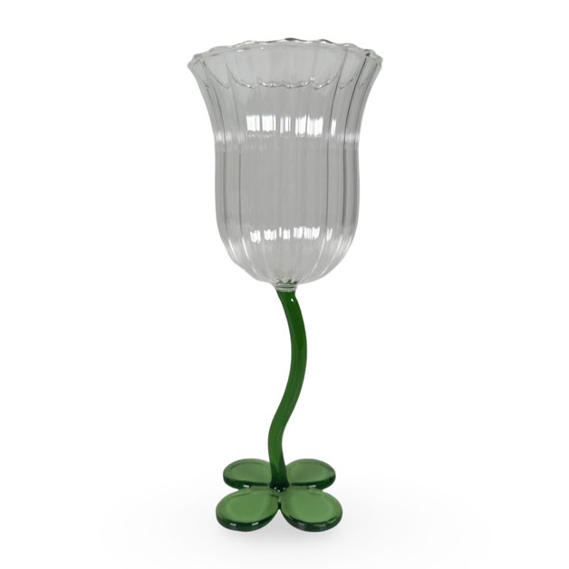 WINE GLASS FLORETTE STRIPED GREEN i gruppen Sommar  / VÅR/SOMMAR 25 hos Miljögården (149360)