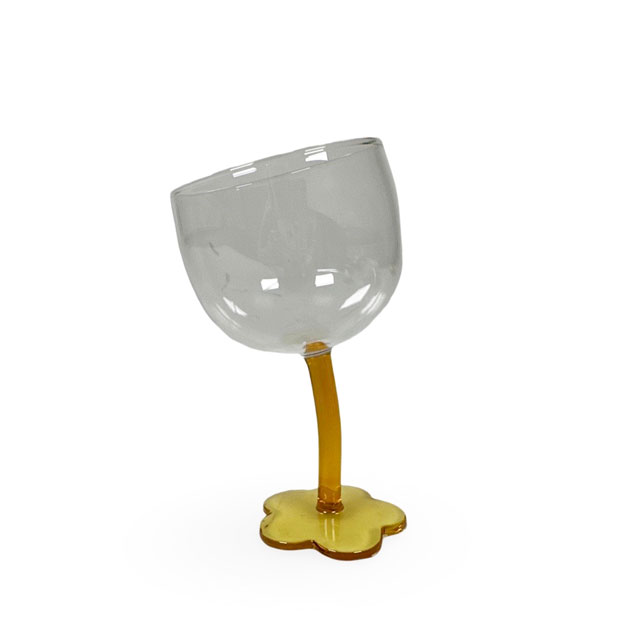 WINE GLASS FLORETTE TILTED YELLOW i gruppen Sommar  / VÅR/SOMMAR 25 hos Miljögården (149416)