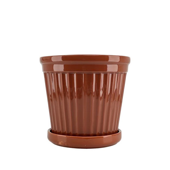 POT TERRA STRIPE GLAZE BURNT SIENNA SMALL i gruppen Krukor & Vaser / INNEKRUKOR  hos Miljögården (244540)