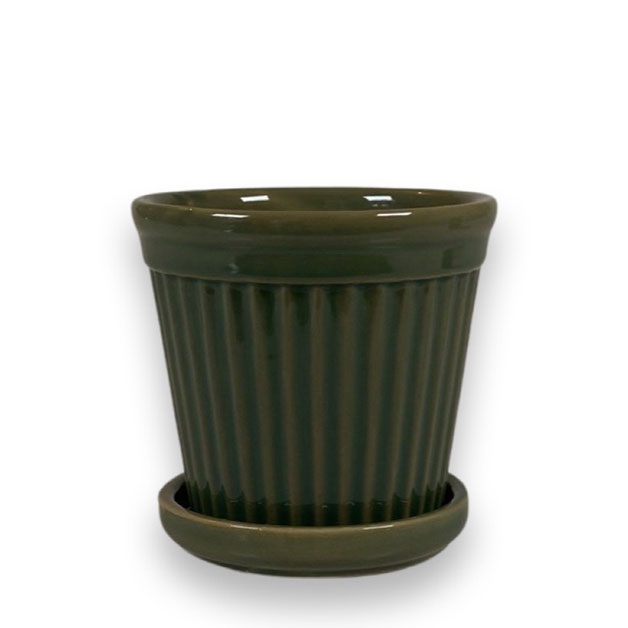 POT TERRA STRIPE GLAZE SEA GRASS SMALL i gruppen Krukor & Vaser / INNEKRUKOR  hos Miljögården (244561)