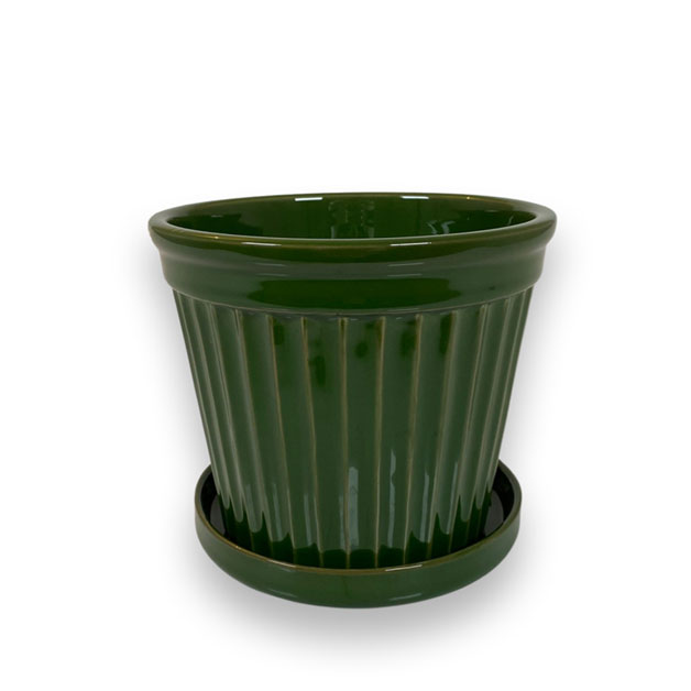 POT TERRA STRIPE GLAZE GREEN LARGE in the group Pots & Vases / Indoor Pots at Miljögården (244760)