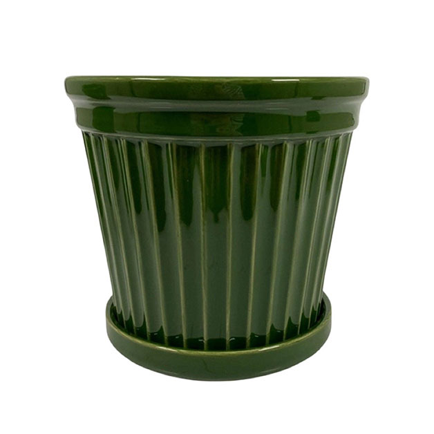 POT TERRA STRIPE GLAZE GREEN LARGE i gruppen Krukor & Vaser / INNEKRUKOR  hos Miljögården (244760)