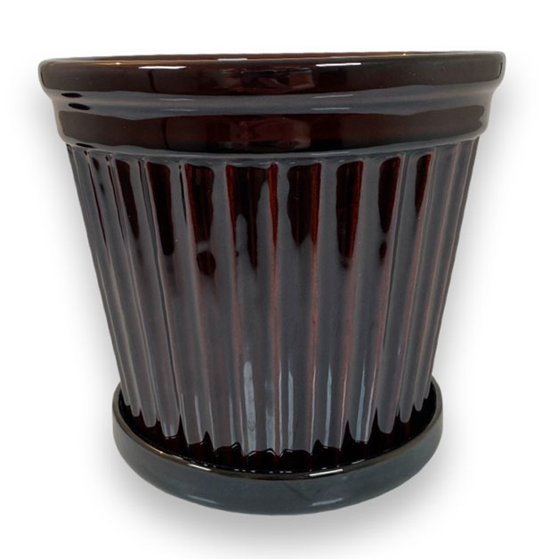 POT TERRA STRIPE GLAZE BROWN XLARGE in the group Pots & Vases / INDOOR POTS at Miljögården (244891)