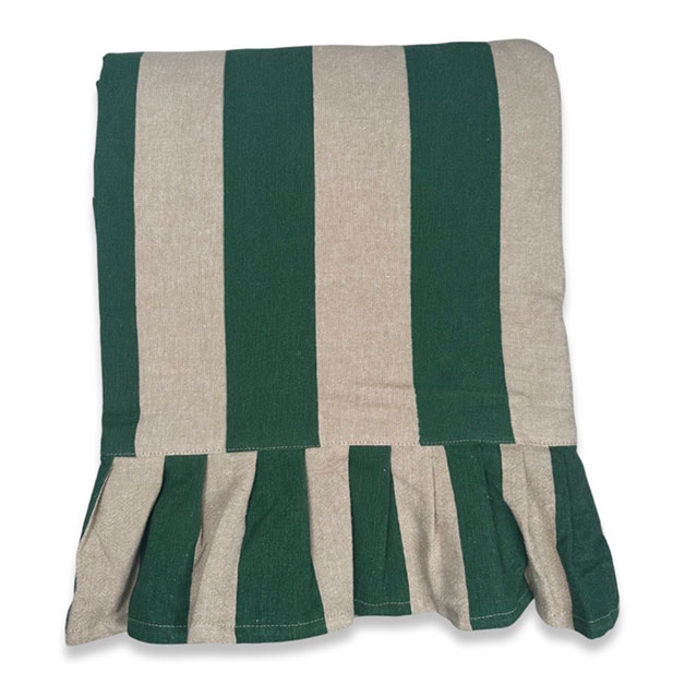 TABLE CLOTH FLOUNCE GREEN BLOCK STRIPE i gruppen Dukning / SERVERINGS-TILLBEHÖR / Dukar hos Miljögården (717660)