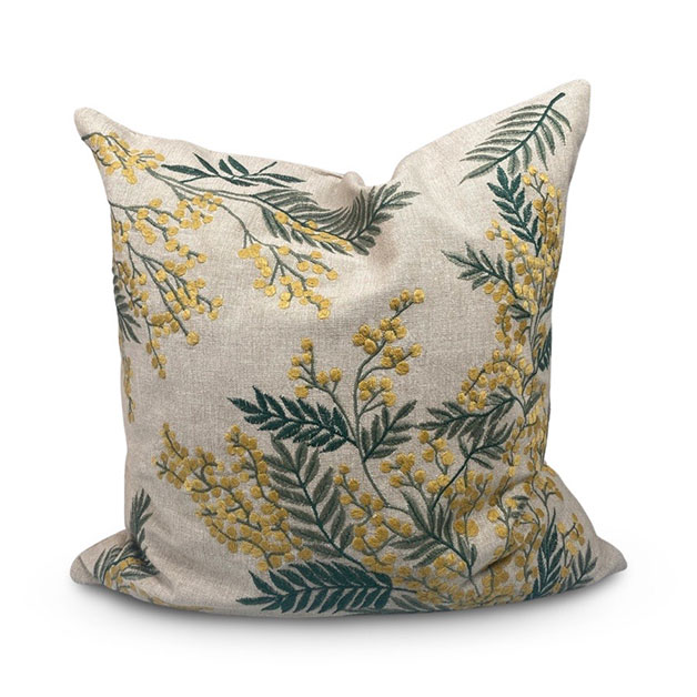 CUSHION COVER TAXUS YELLOW in the group Textiles / CUSHION COVERS / Embroidered  cushion covers at Miljögården (718410)