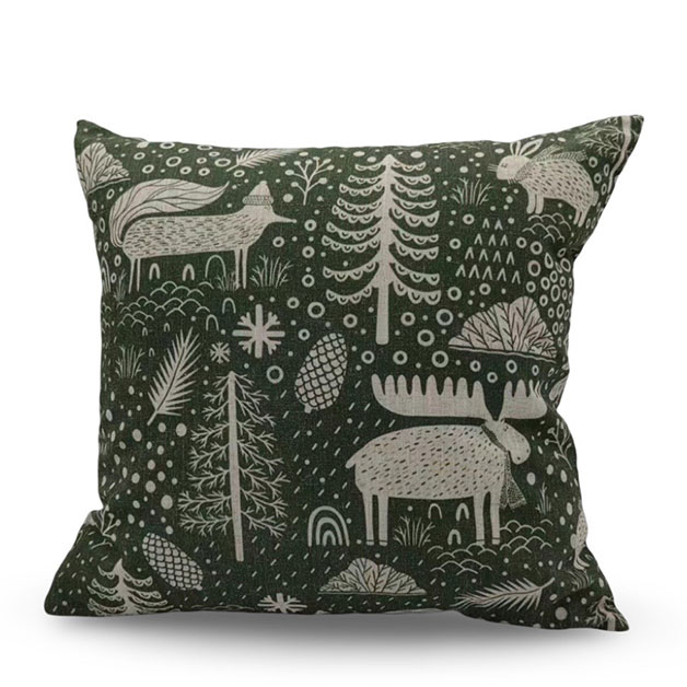 CUSHION COVER SNOW STORM GREEN i gruppen Textilier / KUDDFODRAL / Mönstrade fodral hos Miljögården (721260)