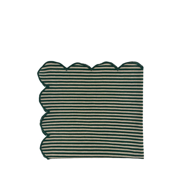 NAPKIN SCALLOP STRIPE GREEN i gruppen Textilier / KÖKSTEXTILIER hos Miljögården (721461)
