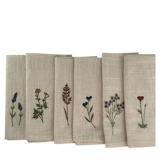 NAPKIN OUTLINE FLORAL 6ass i gruppen Textilier / KÖKSTEXTILIER hos Miljögården (726288)