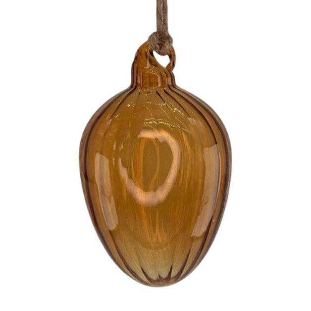 HANGING EGG SHEERE SWIRL DARK OCRA L i gruppen Säsong / PÅSK / Påskdekoration hos Miljögården (800631-1)