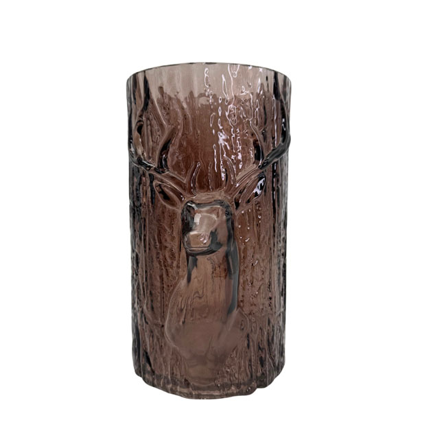 GLASS VASE / CANDLE HOLDER REINDEER BROWN i gruppen Säsong / JUL / Ljuslyktor & Ljusstakar hos Miljögården (996790)