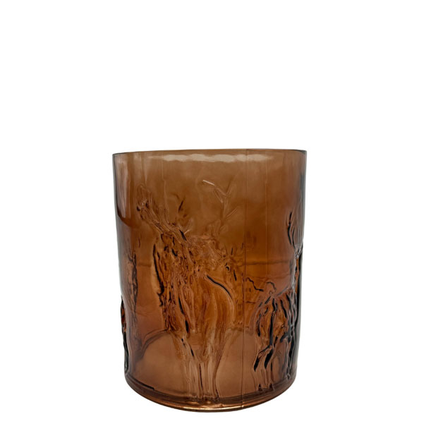GLASS VASE / CANDLE HOLDER REINDEER AMBER i gruppen Säsong / JUL / Ljuslyktor & Ljusstakar hos Miljögården (996890-S)