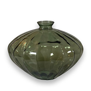 RECYCLED GLASS VASE ROMAN LOW SOFT GREEN