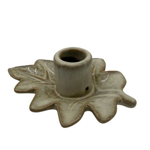 CANDLE HOLDER OAK LEAF BEIGE