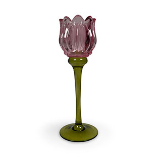 CANDLE HOLDER TULIP PINK L