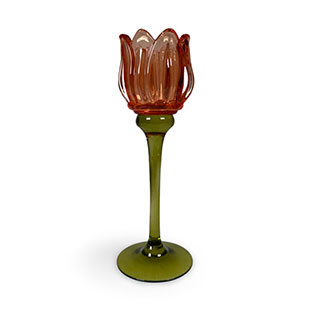 CANDLE HOLDER TULIP ORANGE L