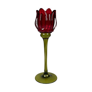 CANDLE HOLDER TULIP RED L