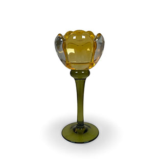 CANDLE HOLDER ROSE SMALL LIGHT-YELLOW