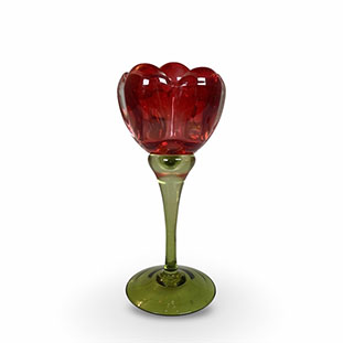 CANDLE HOLDER ROSE RED