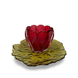 CANDLE HOLDER NYMPHAEA RED