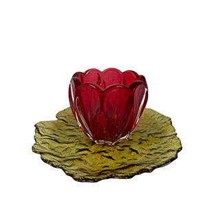 CANDLE HOLDER NYMPHAEA RED