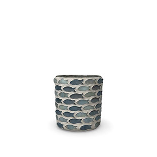 CANDLE HOLDER MOSAIK FISH GREY S