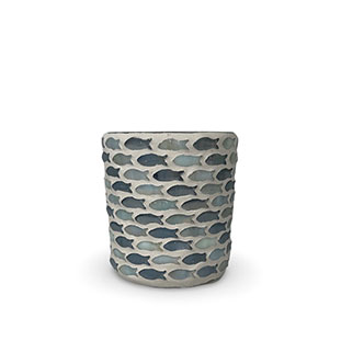 CANDLE HOLDER MOSAIK FISH GREY M