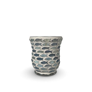 CANDLE HOLDER MOSAIK FISH GREY BULB