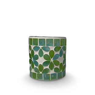 CANDLE HOLDER MOSAIK PETALS GREEN S