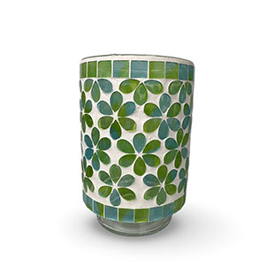 CANDLE HOLDER MOSAIK PETALS GREEN M