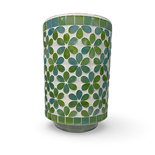 CANDLE HOLDER MOSAIK PETALS GREEN L