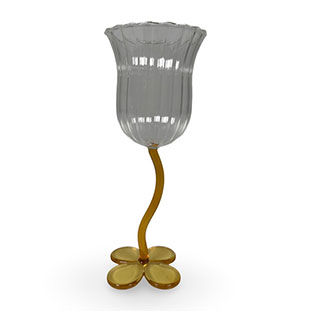 WINE GLASS FLORETTE STRIPED YELLOW