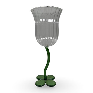 WINE GLASS FLORETTE STRIPED GREEN