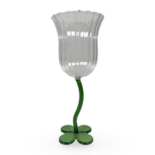 WINE GLASS FLORETTE STRIPED GREEN
