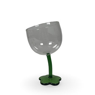 WINE GLASS FLORETTE TILTED GREEN