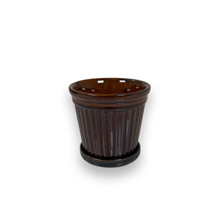 POT TERRA STRIPE GLAZE AMBER SMALL