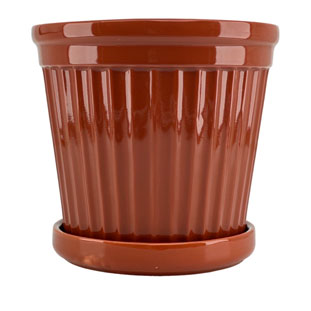 POT TERRA STRIPE GLAZE BURNT SIENNA XLARGE