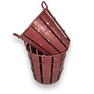 METAL CRATE HARRY ANTIQUE RED 2ASS