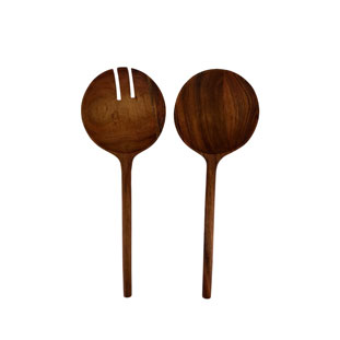 WOODY SALAD SERVERS ROUND