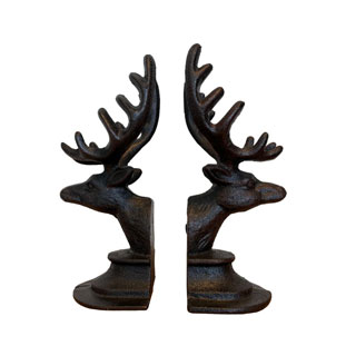 BOOK END REINDEER HEAD RUSTIC 2set