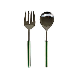SALAD SERVERS STRIPE GREEN