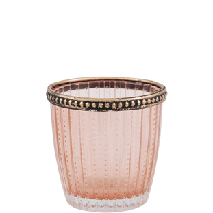 CANDLE HOLDER SAVILLE PINK SMALL