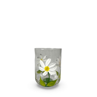 HANDPAINTED GLASS BLOOMY WHITE