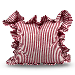 CUSHION COVER FLOUNCE RED STRIPE