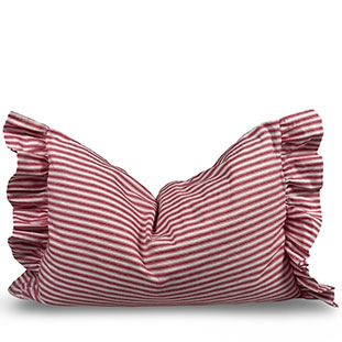 CUSHION COVER FLOUNCE RED STRIPE LONG